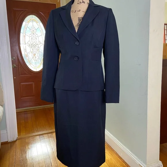 Kasper Skirts Kasper Separates Navy Blue 2piece Skirt Suit